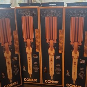 Conair Double Ceramic Triple Barrel Waver - Copper/Tan